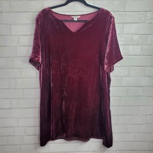 Sundance Cranberry Red Crushed Velvet Tunic Dress